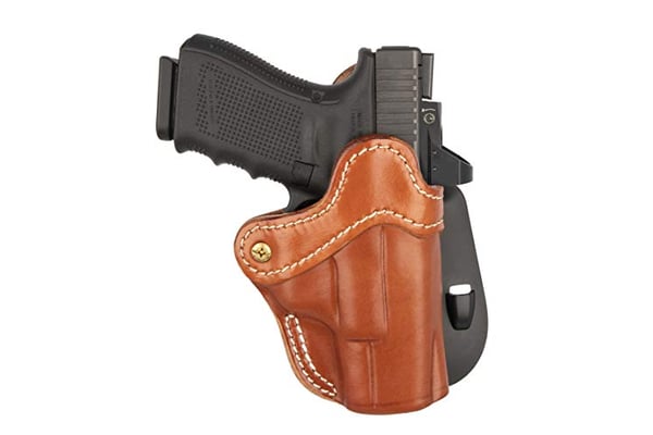 1791 GUNLEATHER G19 Paddle Holster - OWB CCW Holster - Right Handed Leather Gun Holster for Belts - Compatible for Glock 19, 23, 27, Sig P225, Springfield XDS (Optic Ready - Classic Brown)