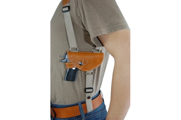 Barsony New Saddle Tan Leather Shoulder Holster for Mini-Pocket 22 25 .380 Pistols