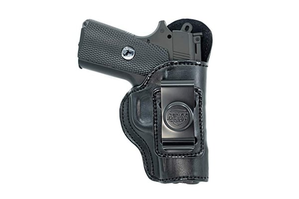 Maxx Carry IWB Leather Gun Holster Compatible with Glock 43, 43X 9mm | Walther PPS, PPS M2 | Springfield XDS 3.3, Hellcat | S&W M&P 380 Shield EZ | Beretta APX Carry | Black, Right Hand Draw