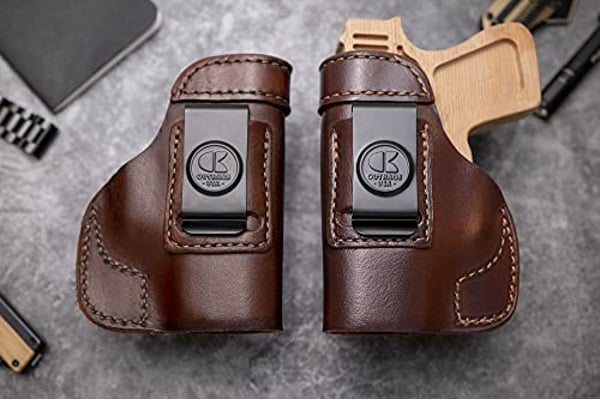 OUTBAGS USA LS2XDS33 (Brown-Right) Full Grain Heavy Leather IWB Conceal Carry Gun Holster for Springfield Armory XDs 3.3