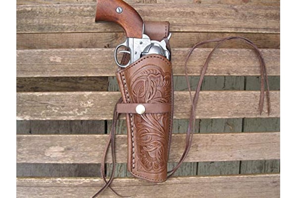 Western Express – Right – for 6” Brown Tooled Leather Gun Holster